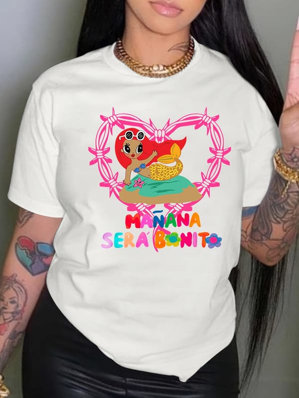 Cartoon Graphic & Letter Print Crewneck T-shirt, Casual Short Sleeve Drop Shoulder Top, Women's Clothing