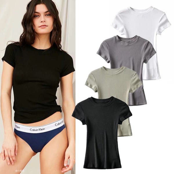MRMT 2024 Brand New Women's European American Ins Basic Round Neck Short Sleeved T Shirt Female Elastic Slim Slim Threaded Top