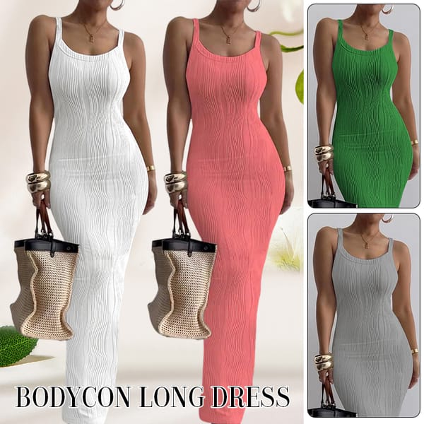 New Summer Fashion Ladies Dress Striped Sleeveless High-end Women's Slip Tight Dress Banquet Women's Foor-length Skirt
