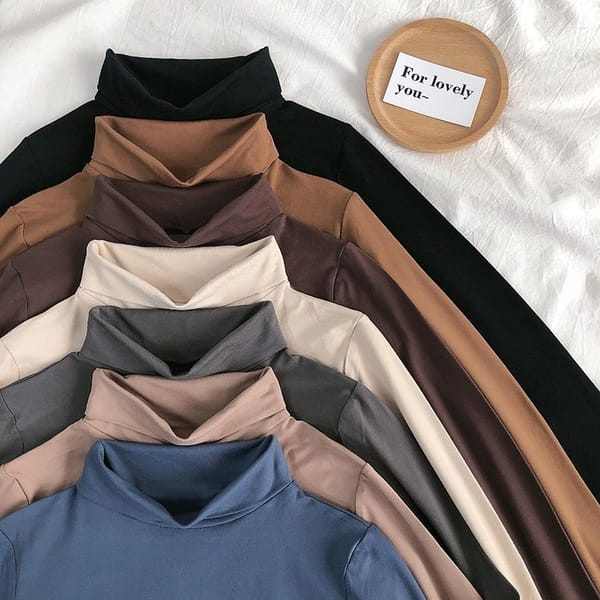 MRMT 2024 Brand New Women's High-Neck Bottoming Shirt Plus Velvet Solid Color Inner Long-Sleeved Slim And Versatile Thin Top