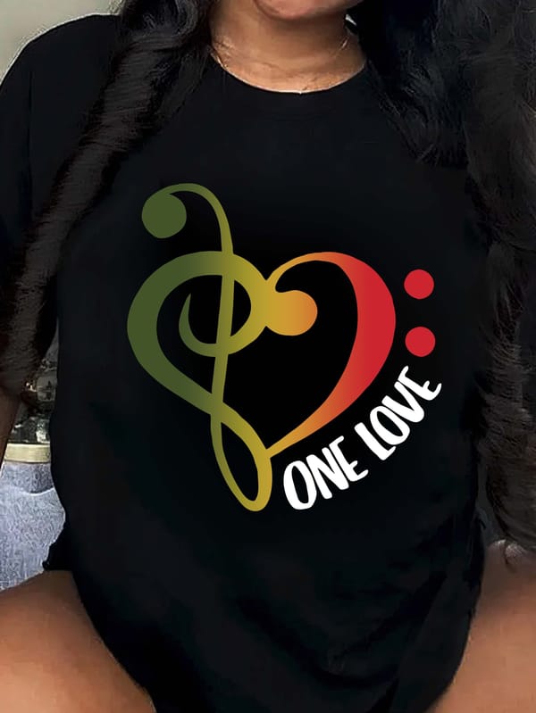 Love Print T-Shirt, Casual Crew Neck Short Sleeve Top For Spring & Summer, Women's Clothing