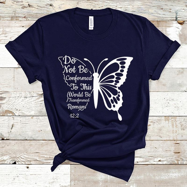 Women's Funny Butterfly Letter Faith T-Shirt Personalized Creative Butterfly Pattern Shirt Women's Fashion T-Shirt Tops