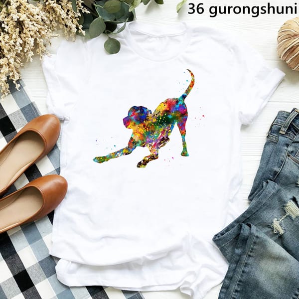 Watercolor Golden Retriever Print T-Shirt Women'S Clothing Funny Pet Dog Lover Tshirt Femme Harajuku Kawaii Clothes T Shirt