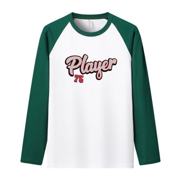 2023 New American INS Simple Contrast Shoulder Raglan Pure Cotton Long Sleeve T-shirt Women's Design Versatile Underlay
