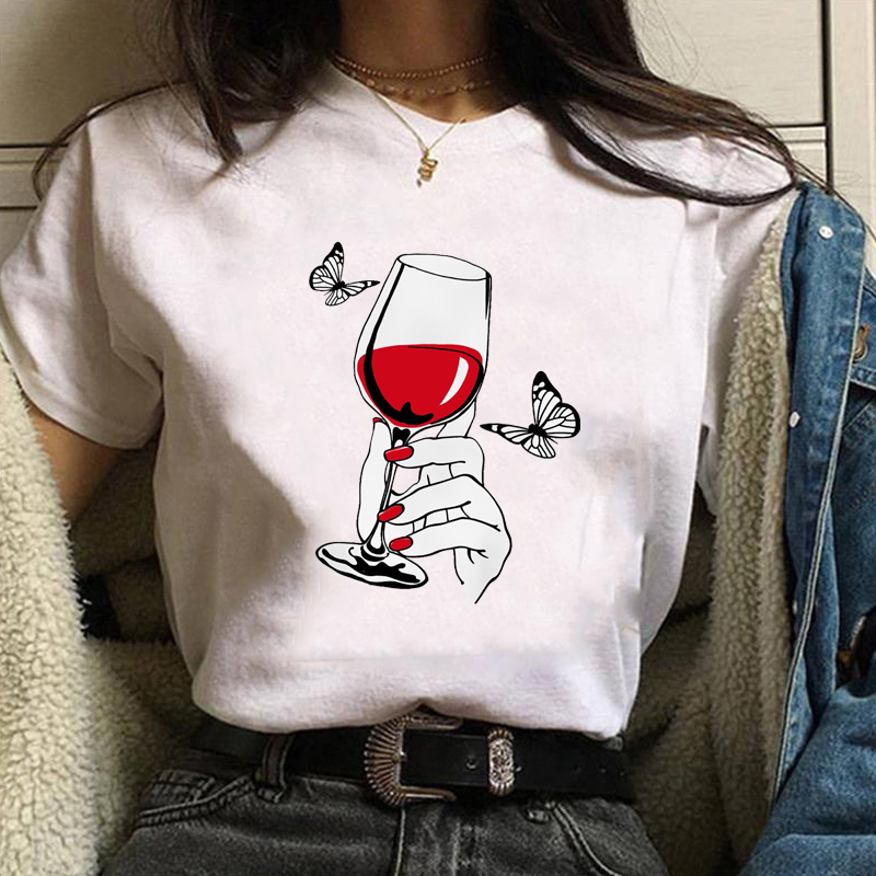 Fashion Tall Butterfly Pattern Printed T-Shirt Women's Summer Casual Cool Round Neck Short Sleeve Shirt Top