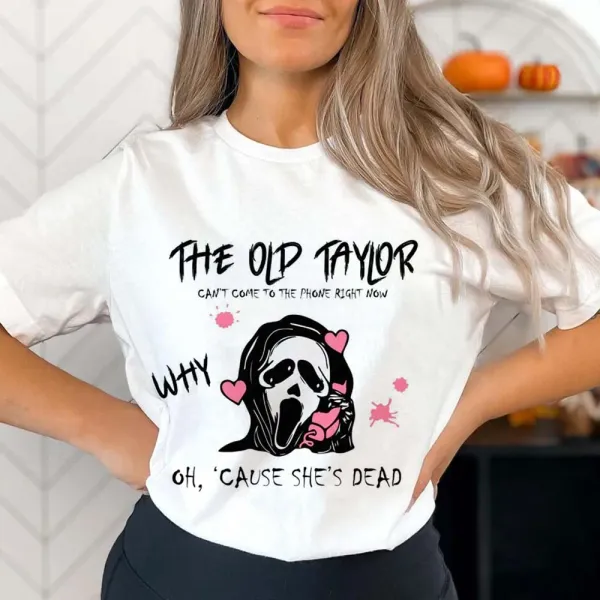 Halloween Pattern T-Shirt Clothing Retro Trend Street Style 90s Women's Short Sleeved Printed Summer O-Neck Printed T-Shirt.