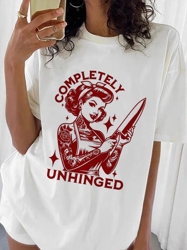 Fun Top Funny Girl Printed Harajuku T-Shirt 90s Short Sleeved Summer Women's Cartoon Printed O-Neck Fashion Style Casual T-Shirt