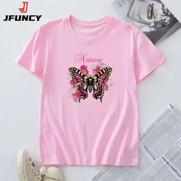 100%Cotton 2024 Women Short Sleeve Tee Fashion Women's T-shirt Oversized Graphic T Shirts Female Summer Tops Woman Tshirt
