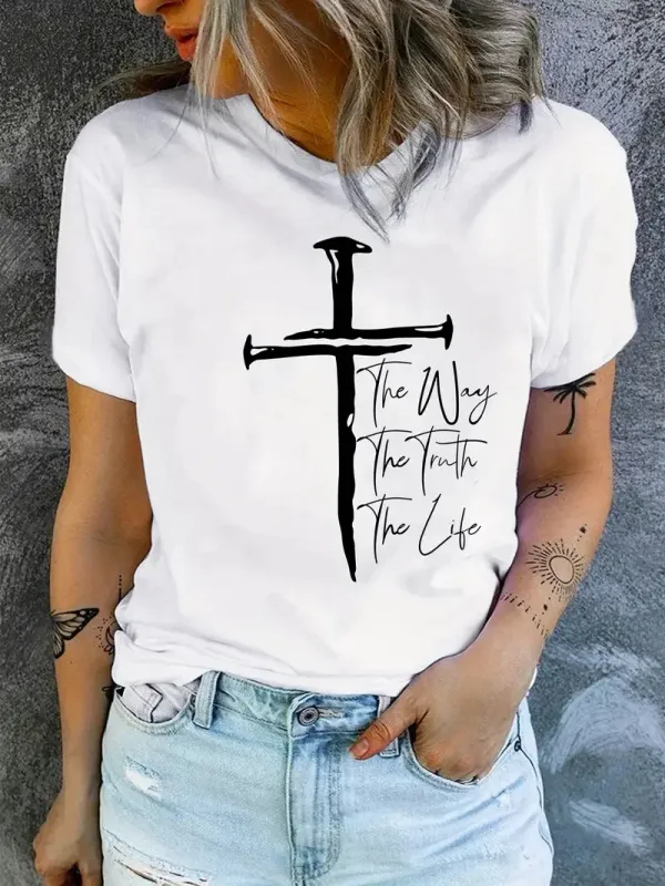Love Like Jesus Print T-Shirt Women'S Clothes Summer Fashion Short Sleeve Tshirt Femme Pray T-Shirt Female Streetwear