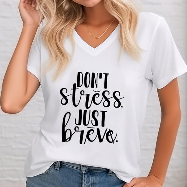 Don't Stress Just Breve Graphic T Shirts Women Dyslexia Teacher Gifts V-neck Women's Clothing Funny Dyslexia Awareness T-Shirts