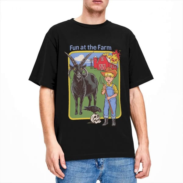 Men Women's T-Shirts Baphomet Demonic Goat Fun At The Farm Accessories Novelty Cotton Short Sleeve T Shirts Crew Neck Clothing