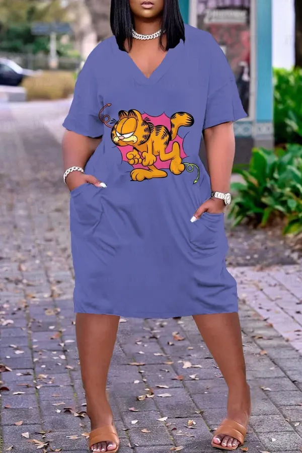 Loose Dress Summer Outfits for Women 2023 V-neck Women's Sundress Pocket Prom Clothes Comfort Y2k Streetwear Plus Size Dresses
