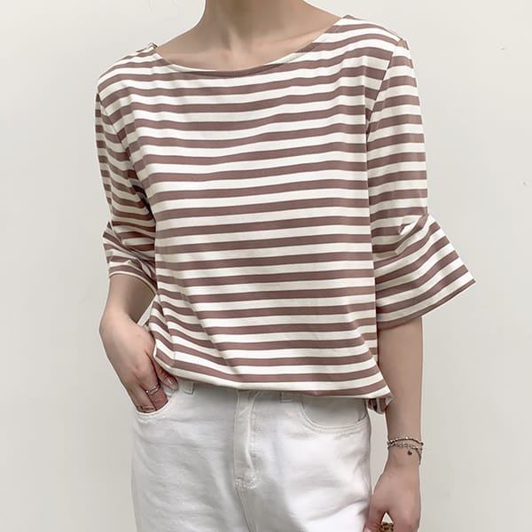 2024 Ladies Fashion Striped Printed Crop Tops Spring Summer Style O-Neck Half Sleeve T Shirts Women'S Casual Loose T-Shirt