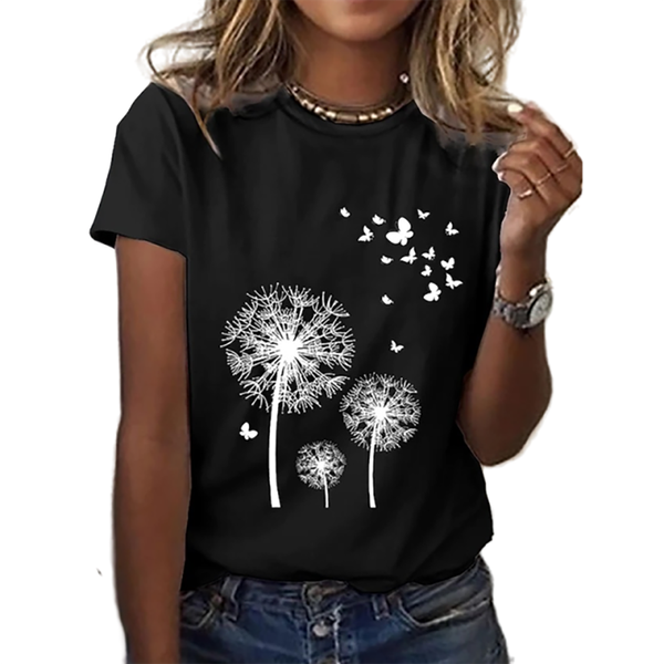 Dandelion 3d Print T-Shirt Harajuku Flower Pattarn Casual Short Sleeve Women's T-Shirts Top Tee O Neck Oversized Female Clothing