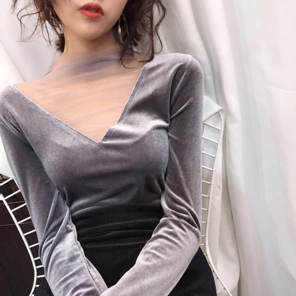 Spring Autumn Fashion Solid V-neck Long Sleeve T-Shirts Women's Clothing Lace Patchwork Breathable Thin Chaopai Versatile Tops