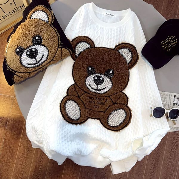 Autumn And Winter Cashmere Sweater Women's Casual Loose Jacquard Design Sense Heavy Industry Bear Coat