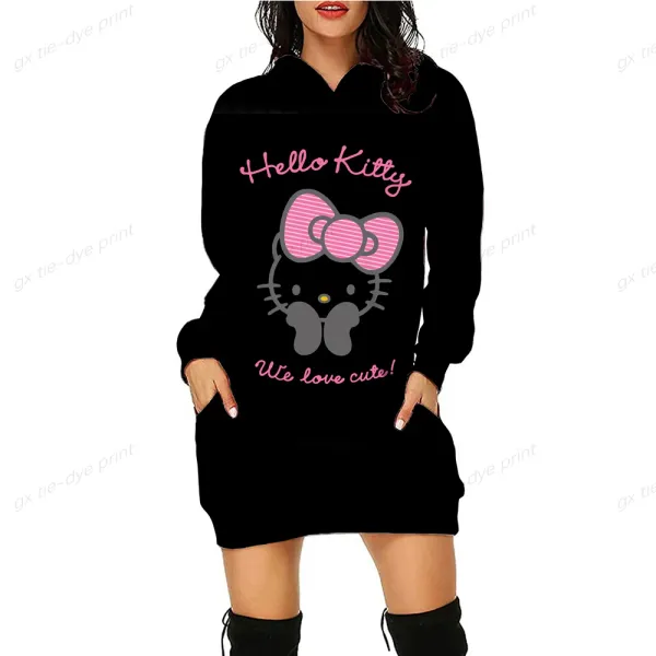 Hello Kitty Women Anime Sweatshirt Fall Fashion Women Sweatshirts 3D Printed Autumn Harajuku Women's Sweatshirts Dress