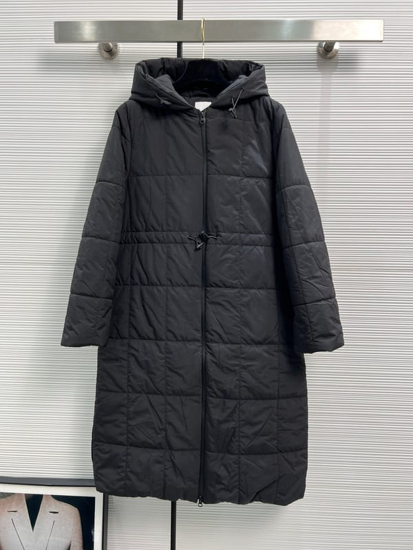 Women's Clothing fashion fine waist drawstring design long down jacket Winter New  S2