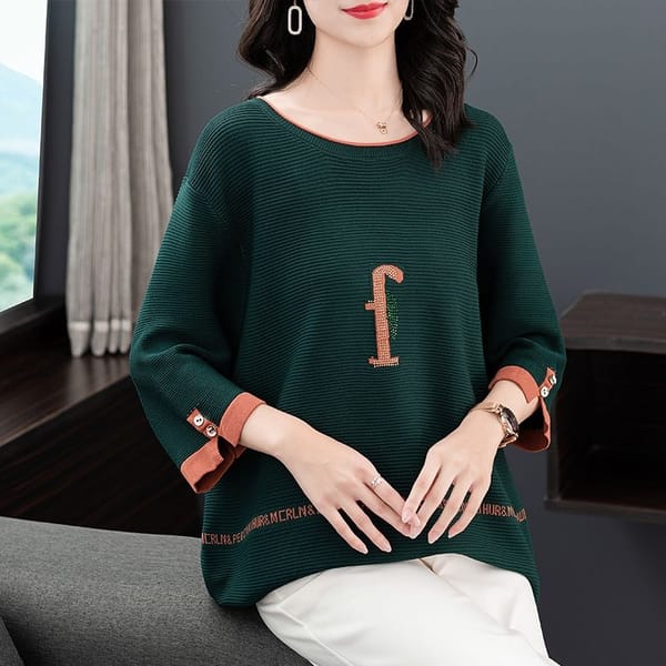 Oversize Versatile Temperament Women's Clothing Letter Printed Round Neck Half Sleeve Solid Color Simplicity Commuter T-shirt