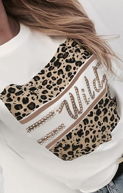 Leopard Print Hot Diamond Casual Women's Sweater 2023 Casual Autumn Temperament Commuting Long Sleeve Round Neck Pullover Tops