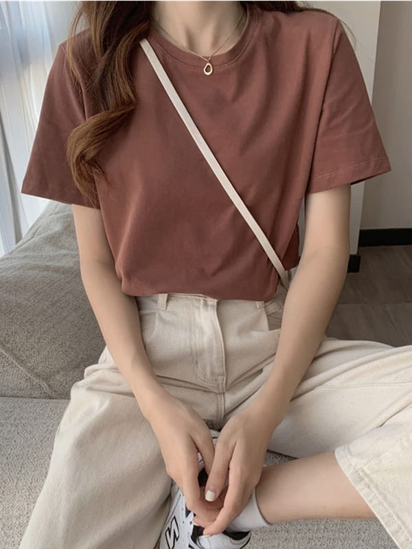 Women's T-Shirt Korean Loose O-Neck Basic Tops Female Spring White Black Tee Shirts