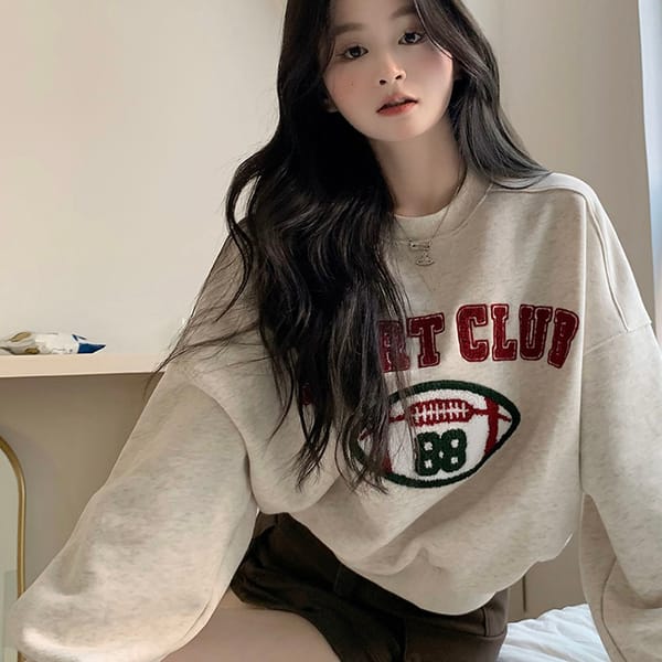 American Letter Embroidery Long Sleeve Sweatshirt for Women's Autumn New Sweet Loose Versatile Casual Pullover Tops Female Trend