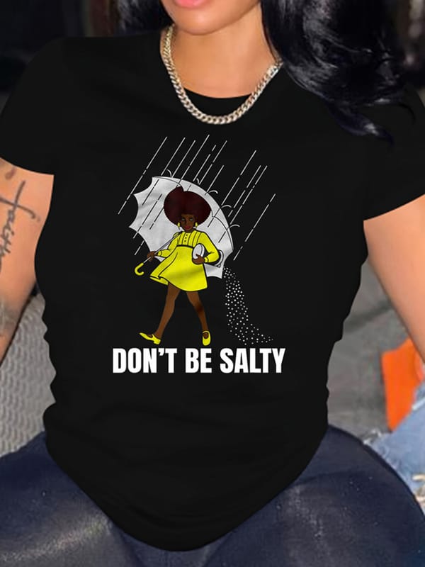 Women's Graphic Slogan Print Crew Neck T-Shirt - Casual Short Sleeve Top for Spring and Summer