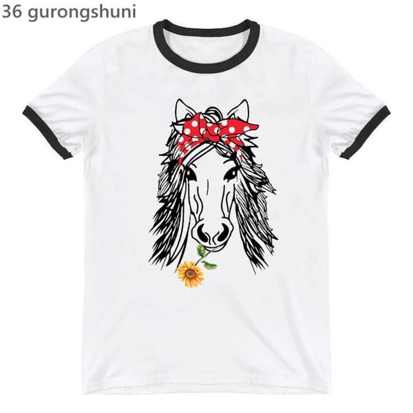 New t-shirt femme Cool color painting horse graphic print mother tshirt fashion Harajuku women t-shirts summer women's tops