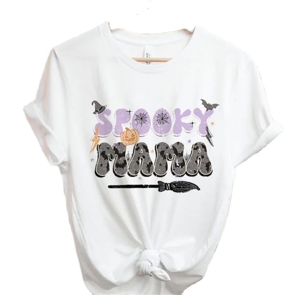 Casual Trend Halloween New Women's Letter Pattern T-shirt Top Fashion Casual Cartoon All Matching Base Shirt Women Clothing Tee