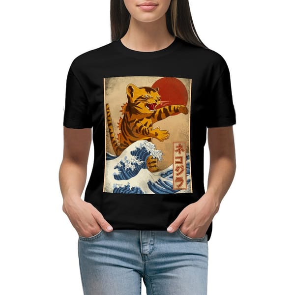 catzilla T-shirt animal print shirt for girls Aesthetic clothing Women's t-shirt