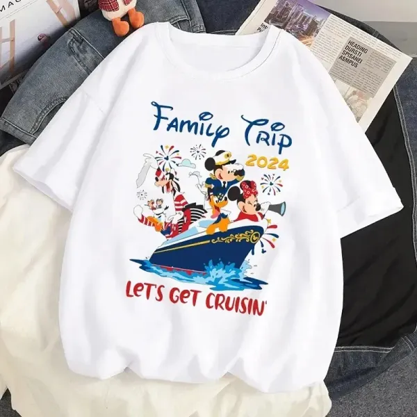 Cute Cartoon Cruise Tshirts Print Mickey's Family Trip Summer Girls Tee Female Clothes Aesthetic Fashion Women's T-shirt