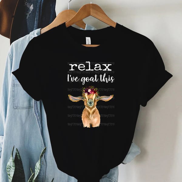 Relax I've Goat This Print Women's Tshirt Clothing Cartoon Wreath Goat Graphic Women Tee Top Short Sleeve Shirt Femme T Shirt