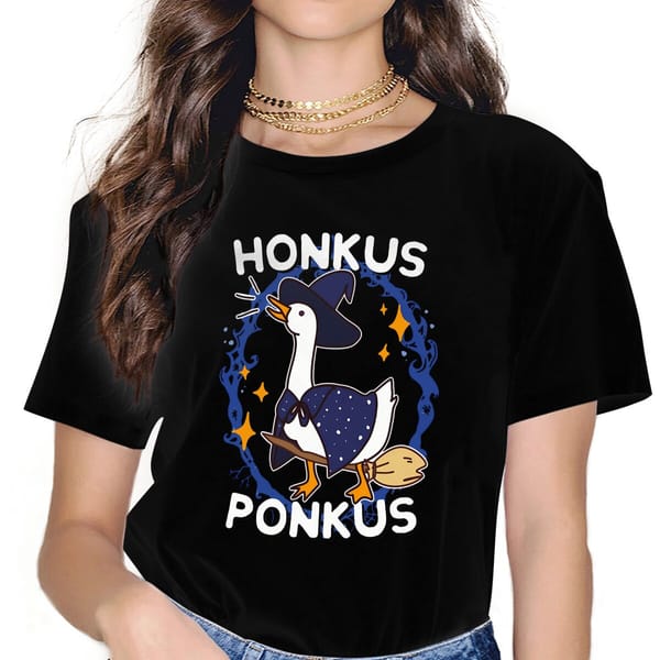 Untitled Goose Game Honkus Ponkus Tshirt Homme Women's Tees Unisex Polyester Blusas T Shirt For Women