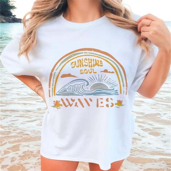 Summer Sunshine Women's Girls T-Shirt Sweet and Fashionable Women's Pattern T-Shirt Clothing Women's Short Sleeved Printed T-Shi
