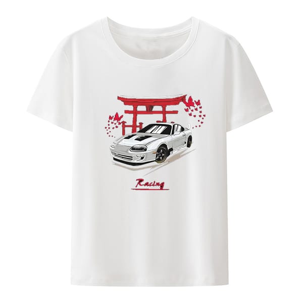 Men's Car Letter Graphic Print Short Sleeve Round Neck Tee Hipster Women's Tops Tees Breathable Classic Popular Otaku Vintage