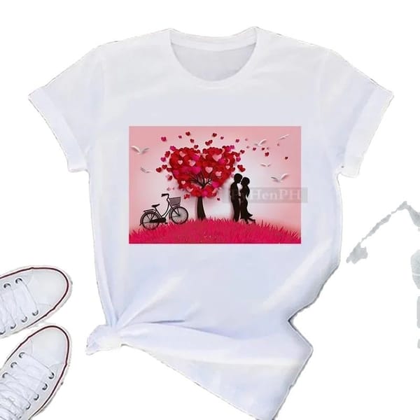 Heart Floral Fashion Love Flower Pattern Printed Women's T-shirt Summer Design Student Short Sleeve Boys Girls Children's Tees