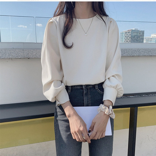 MRMT 2024 Brand New Women's Simple Loose Round Neck Long Sleeve Women's Top Western-style Design Western-style Age-Reducing
