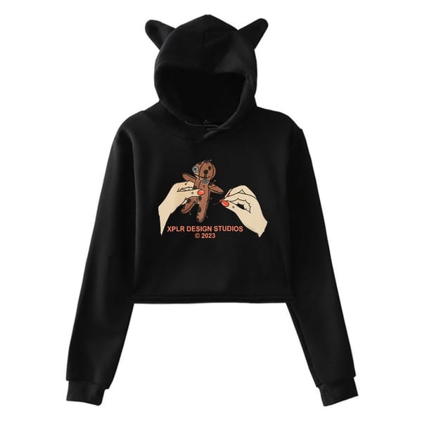 XPLR Sam and Colby Love Voodoo Merch Pullover Cat Ears Hoodie Long Sleeve Crop Top 2023 Casual Style Women's Clothes