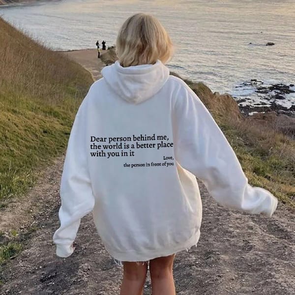 Women's Oversize Plush Hoodie Ladies Long Sleeve Letter Print Pullover Hooded Pocket Drawstring Abstract Print Hoodie for Couple
