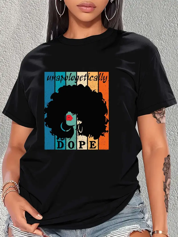 American hairstyle letter women's T-shirt summer fashionable short sleeved T-shirt top printed O-neck casual T-shirt women's clo
