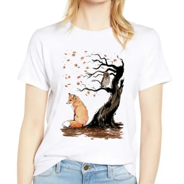 New Women's Short-sleeved Round Neck White T-shirt Fashion Dog Animal Print Tops Harajuku Tops Kawaii Clothes Oversized T Shirt
