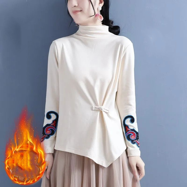 2023 Autumn and Winter Oversize Versatile Temperament Women's Clothing Printed Half High Neck Long Sleeve Commuting Pullover