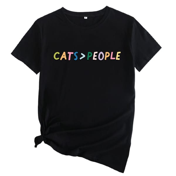 Cats People Women's European and American Printed Round Neck Short-sleeved T-shirt Woman Tops  Oversized T Shirt Tee