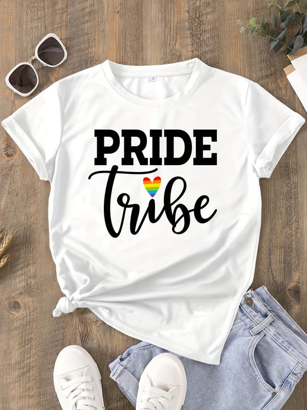 Letter Print T-shirt, Short Sleeve Crew Neck Casual Top For Summer & Spring, Women's Clothing