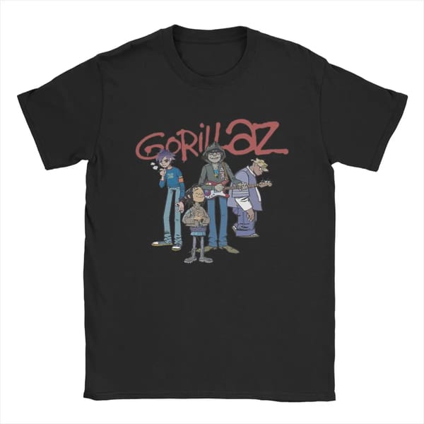 Band Gorillaz Punk Rock Fun print 90s Y2K retro fashion casual Street wear Harajuku Summer Men's and women's all-purpose T-shirt