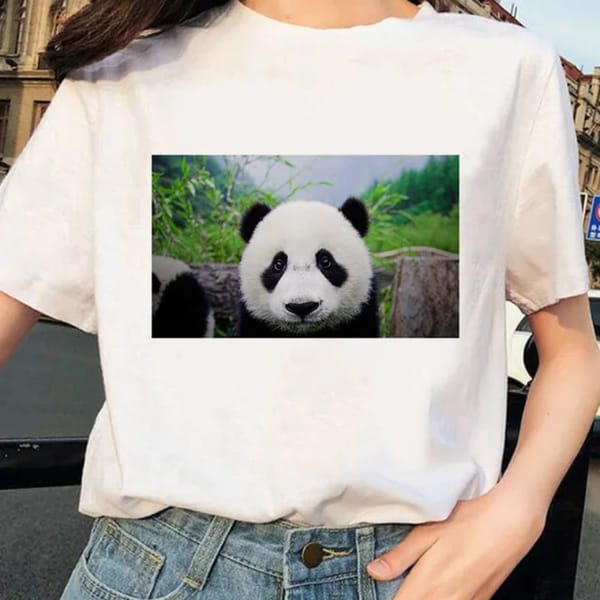 Cute Giant Panda Printed T-shirt Women's Summer T-shirt Sexy Tops Clothes Graphic T Shirts  Women Shirts Oversized T Shirt Tops