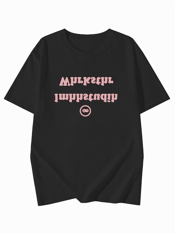 Letter Print Casual T-shirt, Crew Neck Short Sleeve Loose Top For Spring & Summer, Women's Clothing