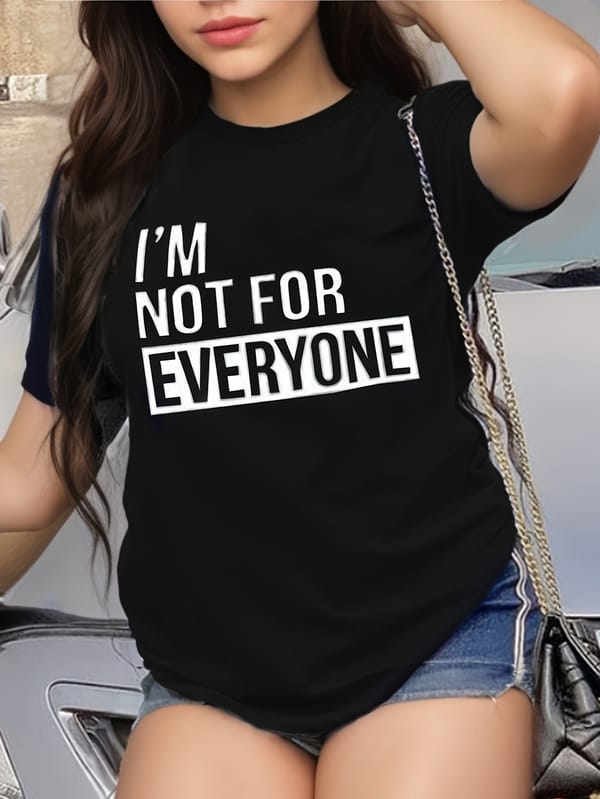Women's Letter Print Crew Neck Short Sleeve Casual T-Shirt - Everyday Top