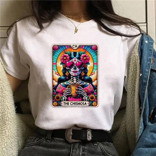 The Chismosa Summer Trendy T-Shirt Printed Top Women's Casual Style Trendy Clothing Pattern T-Shirt Women's Clothing Basic T-Shi