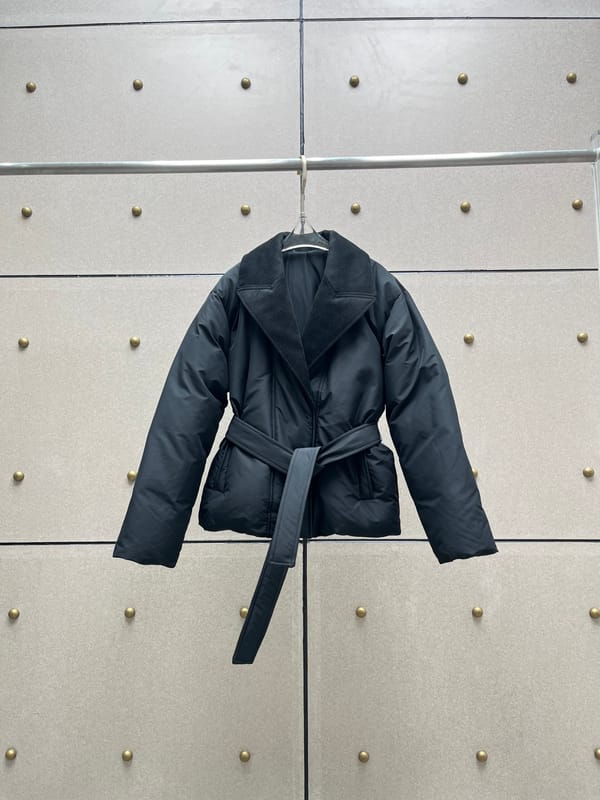 Women's Clothing wool collar belted down jacket for  Autumn Winter New 0118